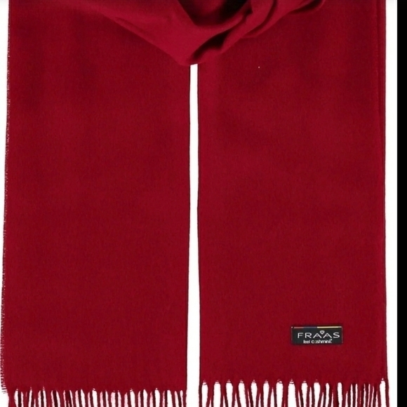 cashmink V. Fraas Soft, Deep Red Fringe Scarf - Picture 10 of 11